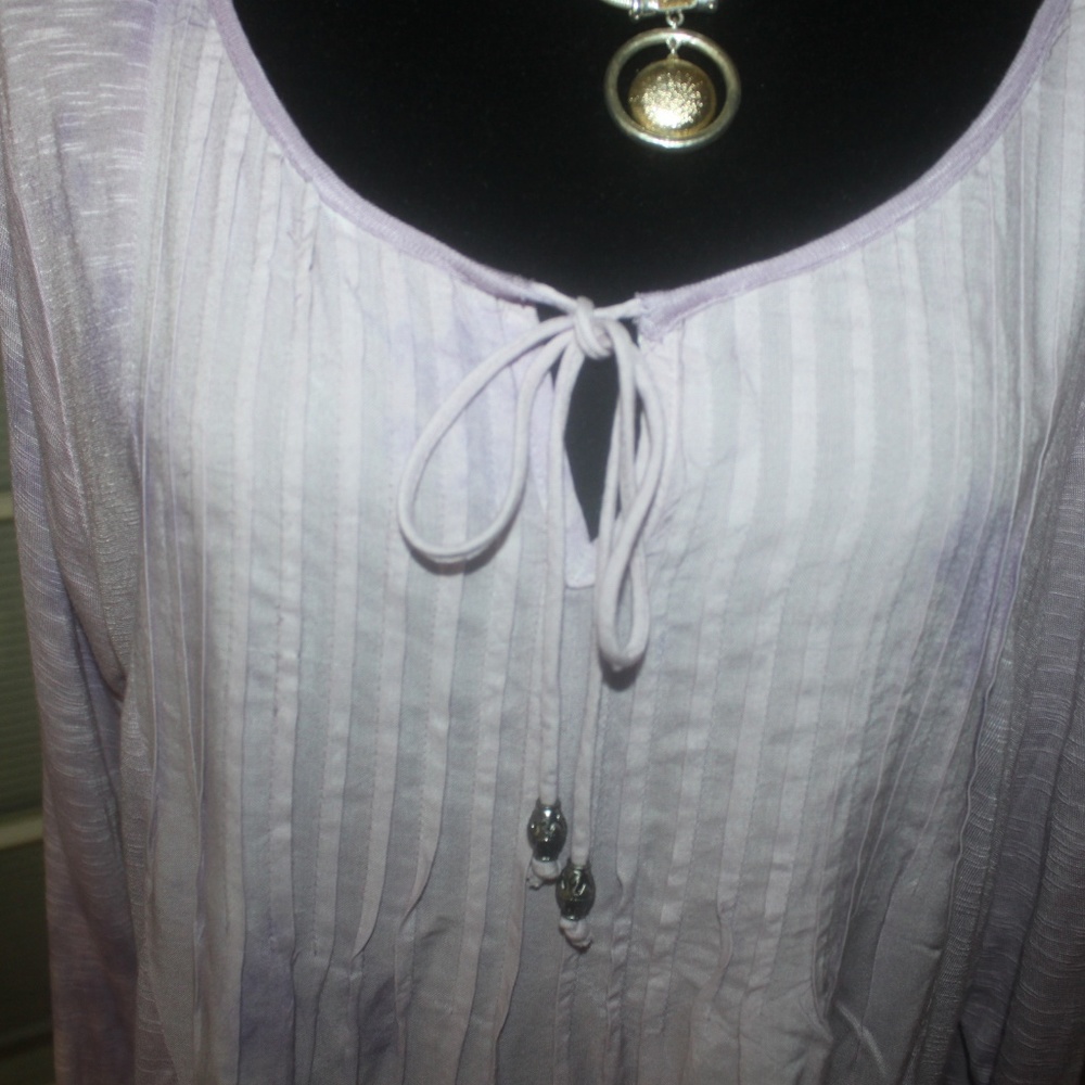BANDOLINO DANIELLA Soft Plum Hand Dyed High Low Tunic Top 3/4 sleeve Large NEW… - Picture 2 of 4